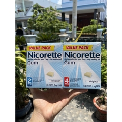 KẸO CAO SU HỖ TRỢ CAI THUỐC LÁ NICORETTE GUM VALUE PACK 170 VIÊN CỦA MỸ 2mg- 4mg