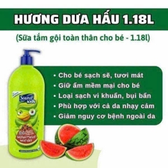 CHAI LỚN 1.18L Sữa Tắm Gội Suave Kids Cho Bé 3 Trong 1 Hương DƯA HẤU