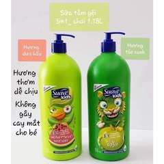 SỮA TẮM GỘI XẢ CHO BÉ SUAVE KIDS 3 IN 1 CHAI VÒI BƠM 1.18L CỦA MỸ (HƯƠNG DƯA HẤU & TÁO XANH) Chăm sóc là