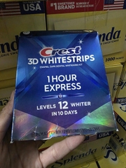 LEVEL 12 -28 Miếng dán trắng răng Crest 3D Whitestrips 1 Hour Express (Hộp 20 miếng) HÀNG MỸ