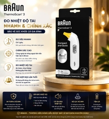 Nhiệt Kế Đo Tai Hồng Ngoại Braun ThermoScan 3 – Chính Xác Cao, Siêu Nhanh Trong 1 Giây