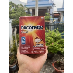 🚭 KẸO CAO SU HỖ TRỢ CAI THUỐC LÁ NICORETTE GUM CINNAMON SURGE 2MG (VỊ QUẾ BÙNG NỔ) CỦA MỸ
