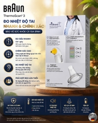 Nhiệt Kế Đo Tai Hồng Ngoại Braun ThermoScan 3 – Chính Xác Cao, Siêu Nhanh Trong 1 Giây