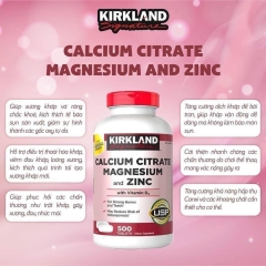 Viên Uống Bổ Sung Canxi Hữu Cơ Kirkland Signature Calcium Citrate Magnesium and Zinc (500 Viên)