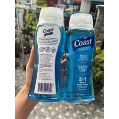 Sữa Tắm Gội COAST 2in1 HAIR & BODY WASH DUAL ACTION FORMULA 532ml