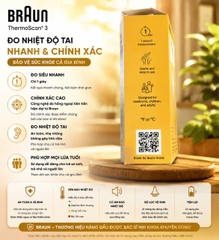 Nhiệt Kế Đo Tai Hồng Ngoại Braun ThermoScan 3 – Chính Xác Cao, Siêu Nhanh Trong 1 Giây