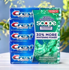 1 tuýp Kem đánh răng Crest complete extra whitening Scope Advanced Freshness của MỸ