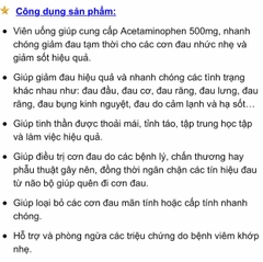 Hộp đựngTylênôl 500mg 290v TYLENÔL của Mỹ Date 2025