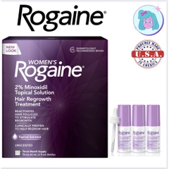 DUNG DỊCH HỖ TRỢ MỌC TÓC CHO NỮ WOMEN'S ROGAINE 2% MINOXIDIL TOPICAL SOLUTION HỘP 3 CHAI (DÙNG 3 THÁNG) CỦA MỸ