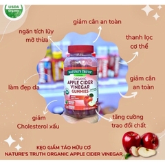 Date 11/2025 Kẹo dẻo giấm táo hữu cơ Nature's Truth Organic Apple Cider Vinegar 120 viên từ MỸ giả m mỡ giả m cân