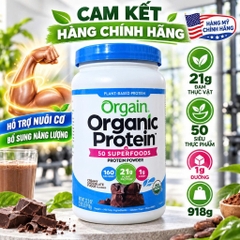 Bột Đạm Thực Vật Hữu Cơ Orgain Organic Protein – Hương Chocolate Thượng Hạng (920g)