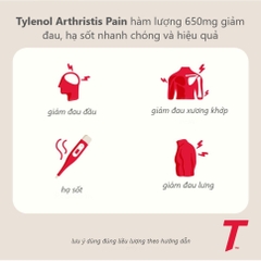 Viên uống Tylenol 8Hr Arthritis Pain 650mg 225 Caplets