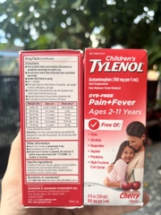 Siro Tylenol cho trẻ 2-11 tuổi Children’s Tylenol Pain Fever 120ml (Vị Cherry)