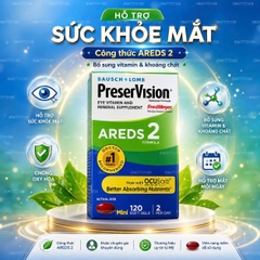 Viên Uống Bổ Mắt Bausch + Lomb PreserVision AREDS 2 Formula – Bảo Vệ Thị Lực Vàng Từ Mỹ (120 Viên)