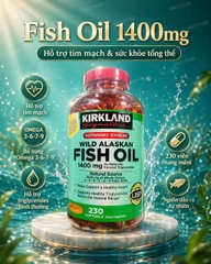 Dầu Cá Hồi Hoang Dã Kirkland Signature Wild Alaskan Fish Oil 1400 mg – Tinh Khiết & Đậm Đặc Từ Mỹ (230 Viên)