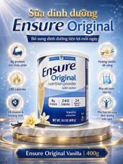 [CHÍNH HÃNG MỸ] Sữa Bột Ensure Original Nutrition Powder Hương Vanilla – Lon 400g
