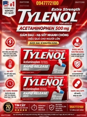 Viên Hạ Sốt & Giảm Đau Cấp Tốc Tylenol Extra Strength Rapid Release Gels (225 Viên)