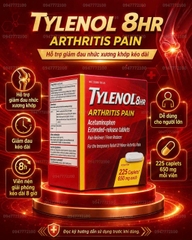 Viên Giảm Đau Khớp Tylenol 8HR Arthritis Pain 650mg - Hiệu Quả Kéo Dài Suốt 8 Giờ (225 Viên)