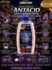 Viên Nhai Kirkland Signature Ultra Strength Antacid 1000mg - Cắt Cơn Đau Dạ Dày, Ợ Chua Tức Thì (265 Viên)