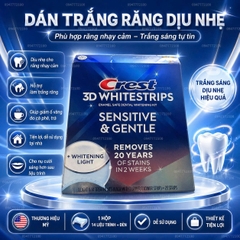 Bộ 28 Miếng dán trắng răng và đèn Crest 3D Whitestrips Sensitive & Gentle + Whitening Light
