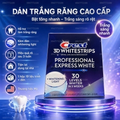 ĐÈN VÀ 38 Miếng dán trắng răng Crest 3D Whitestrips Sensitive & Gentle + Whitening Light
