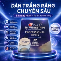 ĐÈN VÀ 38 Miếng dán trắng răng Crest 3D Whitestrips Professional White + Whitening Light (32 Levels)