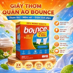 [CHÍNH HÃNG MỸ] Giấy Thơm Quần Áo Bounce Select A Size 2X Power – Hộp 400 Tờ Tiết Kiệm