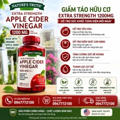 [CHÍNH HÃNG MỸ] Viên Uống Giấm Táo Nature's Truth Apple Cider Vinegar 1200mg 180 VIÊN