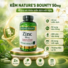 Viên Uống Bổ Sung Kẽm Nature's Bounty Zinc 50mg – Hộp 400 Viên