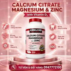 Viên Uống Bổ Sung Calcium Citrate Magnesium and Zinc Kirkland Signature – Hộp 500 Viên