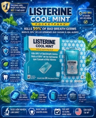 [24 MIẾNG] Miếng Ngậm Thơm Miệng Listerine Cool Mint Pocketpaks