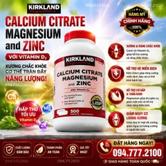 Viên Uống Bổ Sung Canxi Hữu Cơ Kirkland Signature Calcium Citrate Magnesium and Zinc (500 Viên)