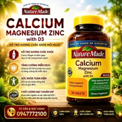 Viên Uống Hỗ Trợ Xương Khắc Khỏe Nature Made Calcium Magnesium Zinc Với D3 (Chai 300 Viên)