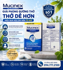 VIÊN UỐNG LONG ĐỜM, GIẢM TẮC NGHẼN NGỰC MUCINEX EXTENDED-RELEASE 600MG HỘP 80 VIÊN