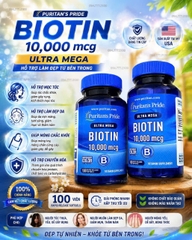 VIÊN UỐNG MỌC TÓC, ĐẸP DA VÀ CHẮC MÓNG PURITAN'S PRIDE BIOTIN 10,000 MCG ULTRA MEGA LỌ 100 VIÊN CỦA MỸ