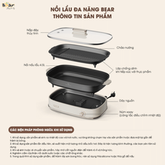 Nổi Lẩu Nướng Đa Năng 2 Khay Bear SB-NL45K