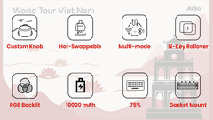 Bàn phím cơ AKKO 5075B Plus Black World Tour Viet Nam (RGB / Hotswap / Akko V3 Piano Pro)