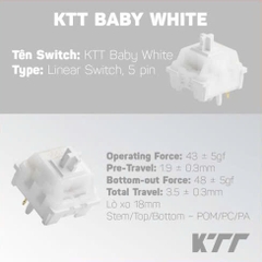 [SWITCH GIÁ RẺ] Công tắc Switch bàn phím cơ KTT Baby White | Linear | 43g | Trắng xuyên led tốt