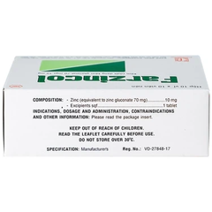 Thuốc Farzincol Pharmedic điều trị thiếu kẽm (10 vỉ x 10 viên)