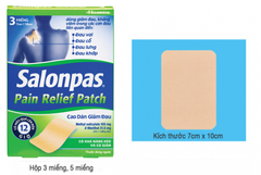 Cao dán giảm đau Salonpas Pain Relief Patch dùng trong các cơn đau vai, đau cổ (7cm x 10 cm - 3 miếng)