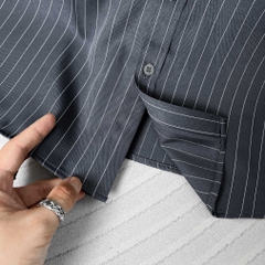 Áo Sơ Mi BIGSIZE Oxford Kẻ Sọc Xám chì