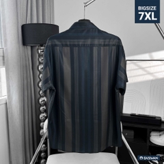 Áo Sơ mi Big size Tay ngắn Sọc ẩn Xanh