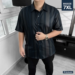 Áo Sơ mi Big size Tay ngắn Sọc ẩn Xanh