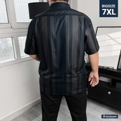 Áo Sơ mi Big size Tay ngắn Sọc ẩn Xanh