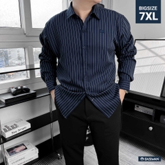 Áo Sơ Mi Tay Dài Big size Oxford Kẻ sọc Xanh Đen