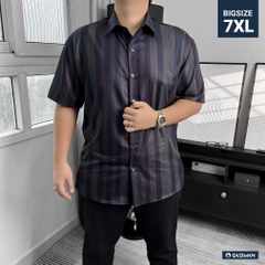 Áo Sơ mi Big size Tay ngắn Sọc ẩn Đỏ