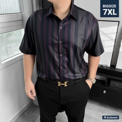 Áo Sơ mi Big size Tay ngắn Sọc ẩn Đỏ