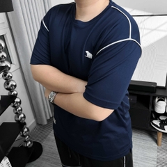 Áo thun Thể thao Big size Phối viền vai Màu Xanh đen