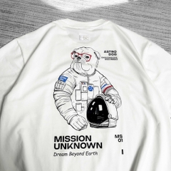 Áo thun Gasi Trắng Gạo in Chó Nasa