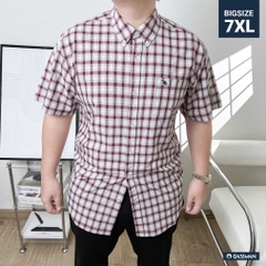 Áo Sơ mi Big size Kate USA họa tiết caro Đỏ mận